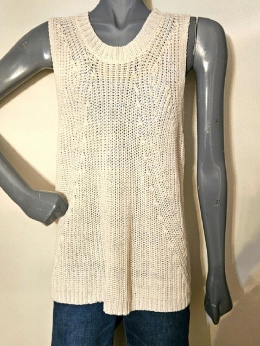 Sweater By Loft Sleeveless Off-white Pull-over